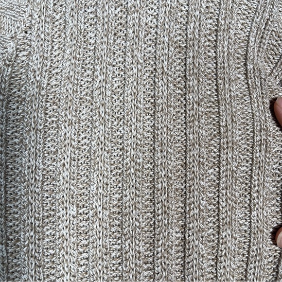 Eddie Bauer Men’s Tall Large Knit V Neck Vintage Sweater Heathered Tan Grandpa - Picture 3 of 10